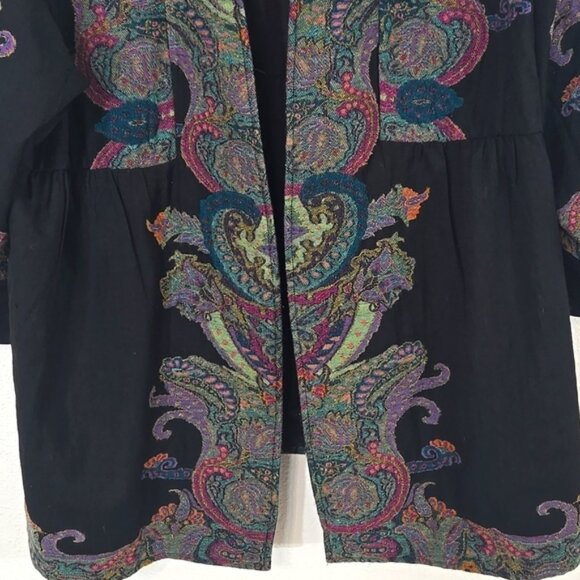Soft Surroundings Tapestry Black Kimono Wool Jacket Boho Eclectic Artisan, 3X - Picture 3 of 13